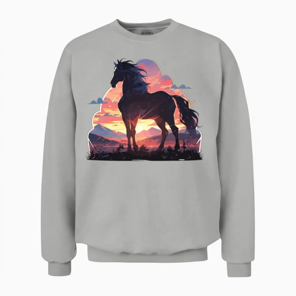 Horse Horses Ross Gaul Riding Horse Head Rider Unisex Sweatshirt in Ash