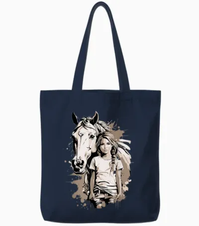 Mädchen Mit Pferd Tote Bags - Navy