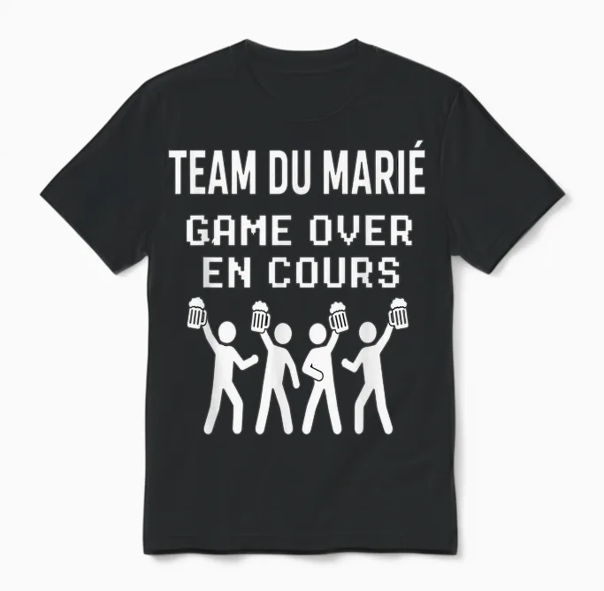 Humour Evg Team Du Marié Game Over En Cours Cadeau Fête Unisex T-Shirt in Black