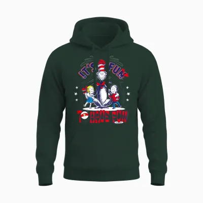 Dr. Seuss Cat in the Hat Fun to Have Fun Officially Licensed Unisex Hoodie - Forest