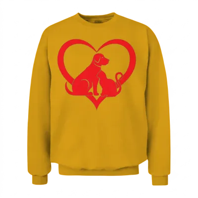 Dog and Cat Lover Dog Lover - Cat & Dog Heart Unisex Sweatshirt - Gold