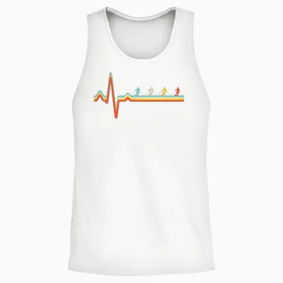 Ski Retro Heartbeat Unisex Tank Top - White