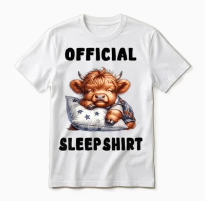 Highland Cow - Official Sleepshirt Pajamas Nightgown Unisex T-Shirt - White