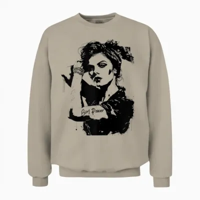Pin Up Für Rockabilly Damen Damen Rockabilly Girl Power T-Shirt Weiß Xs Unisex Sweatshirt - Sand