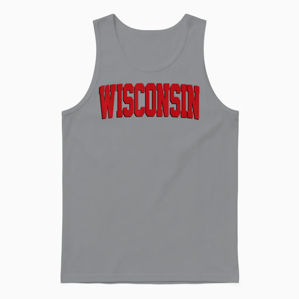 Vintage Wisconsin Mens Wisconsin Womens Red Retro Wisconsin Unisex Tank Top in Sport Grey