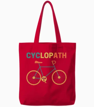 Funny Cyclopath Cycling Tote Bags - Red