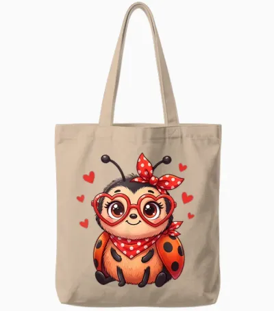 Cute Little Ladybird Hearts for Ladybird Lovers and Couples Tote Bags - Natural