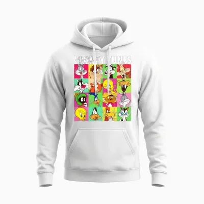 Looney Tunes Characters Collage Unisex Hoodie - White