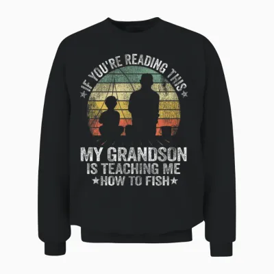 Funny Fishing Buddy Grandpa Grandson Gift Idea Unisex Sweatshirt - Black