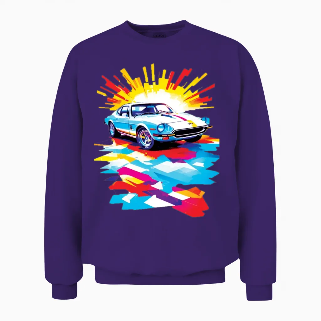 Retro Car Asthetic Design Cars & Muscle Unisex Sweatshirt in Purple