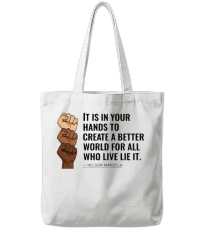 Create a Better World Unity Design Tote Bags - White