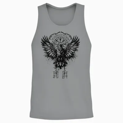 Valhalla Raven Raven Odin Runes Nordic Compass Viking T-Shirt, Grey, S Unisex Tank Top - Sport Grey