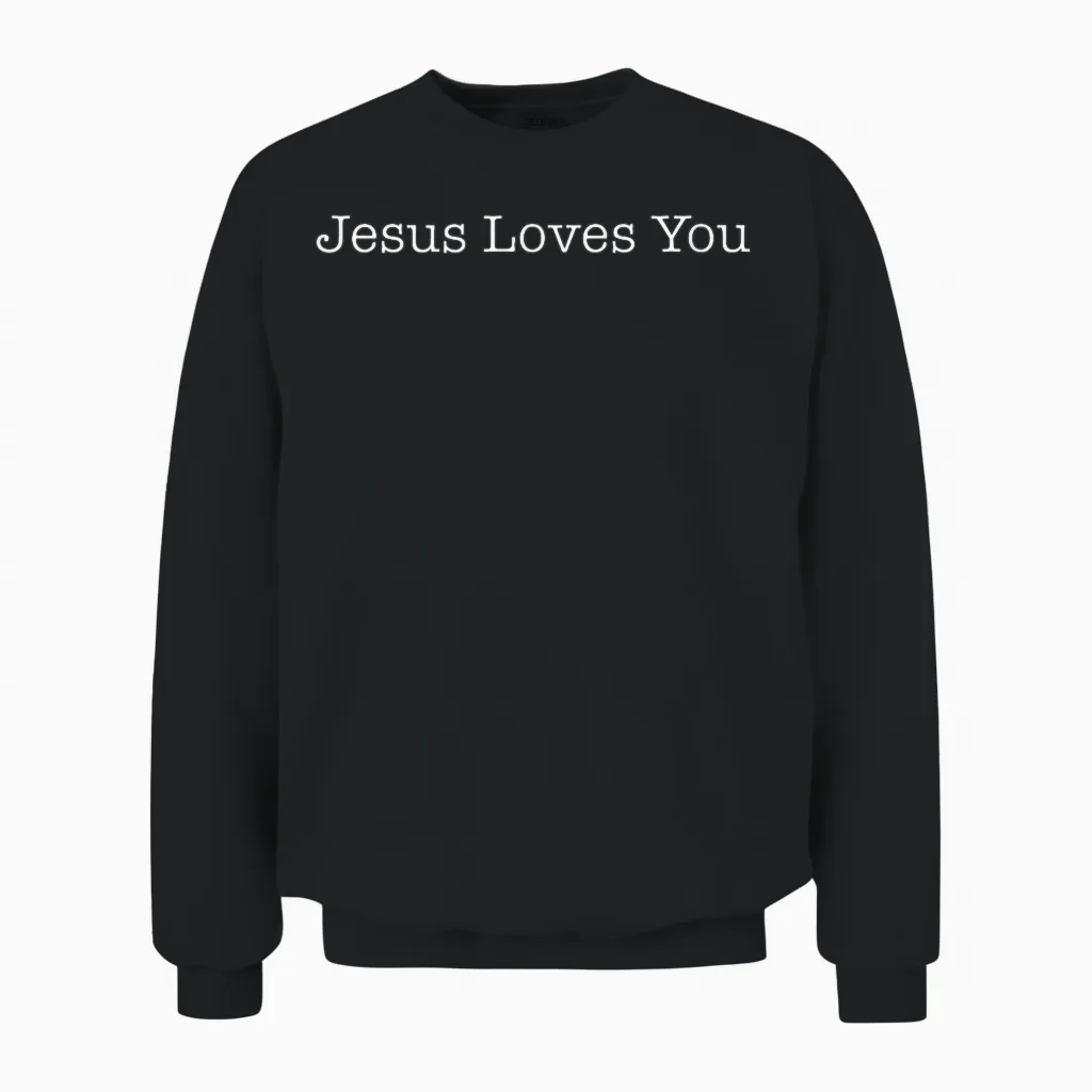 Shirt That Says Jesus Loves You T-Shirt, Black, S Unisex Sweatshirt in Black