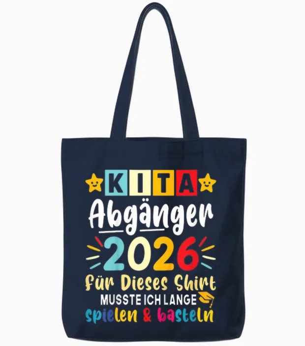 Children's Kita Leavers 2026 First Day of School After Nursery Tote Bags in Navy