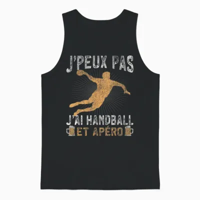 J'peux Pas J'ai Handball Et Apéro Vintage T-Shirt, Black, S Unisex Tank Top - Black