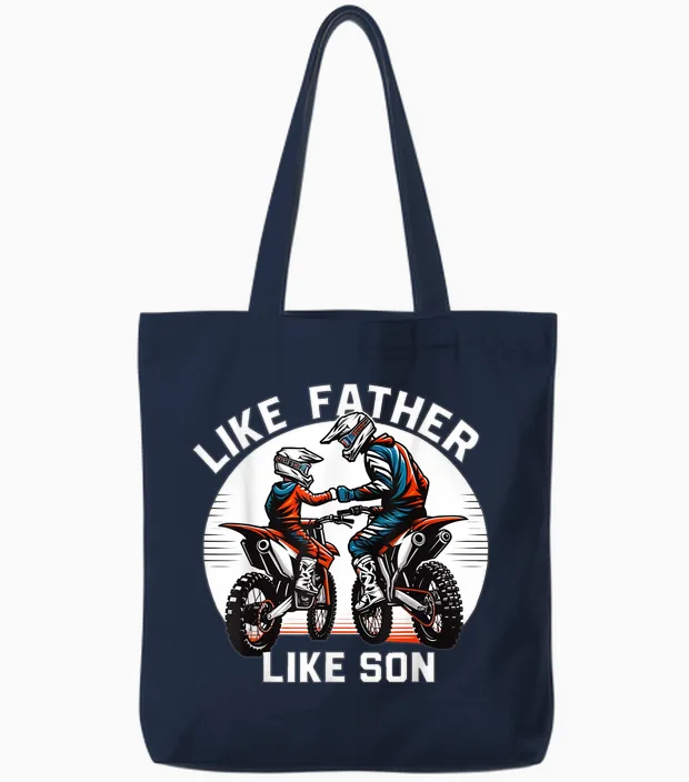 Dirt Bike Family Vater Sohn Motocross Offroad Mx Dad Jungen Tote Bags in Navy