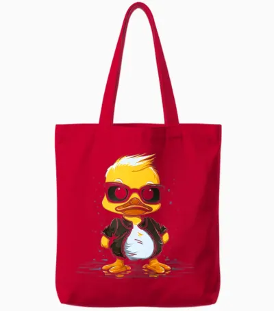 Kleine Gelbe Ente Mit Sonnenbrille/lustiges 80er Jahre Enten Tote Bags - Red