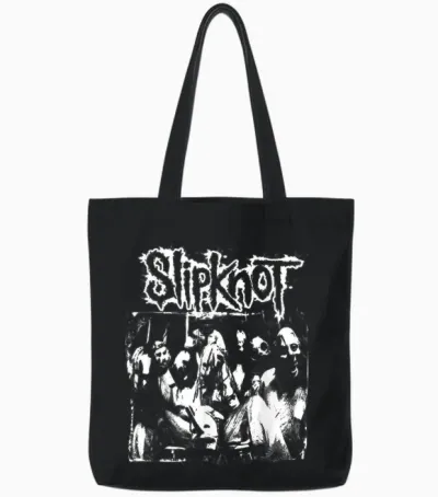 Official Slipknot Splatter Photo T-Shirt, Black, S Tote Bags - Black