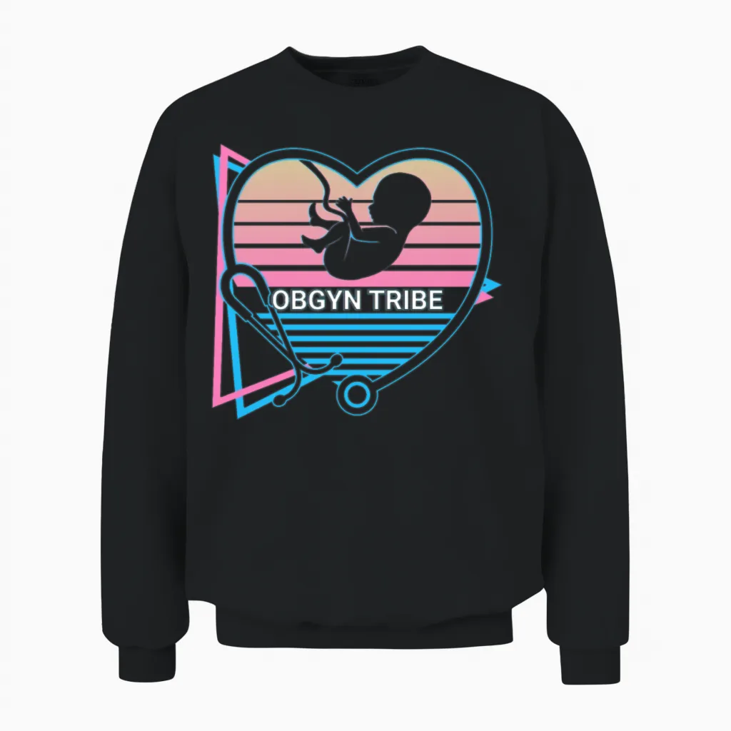 Obgyn Retro Unisex Sweatshirt in Black