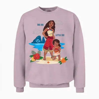 Disney Moana 2 Big Sis Little Sis Oceania Tropical Duo Unisex Sweatshirt - Light Pink