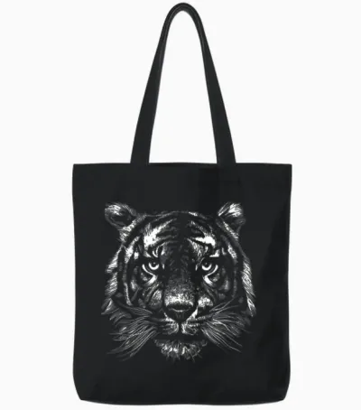 Tiger Tiger Head Big Cat Men's Women's Children's Boys Girls T-Shirt, Black, S Tote Bags - Black