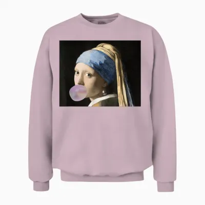 Fine Arts Vermeer Mädchen Mit Kaugummi Für Eine Kunsthacke Unisex Sweatshirt - Light Pink