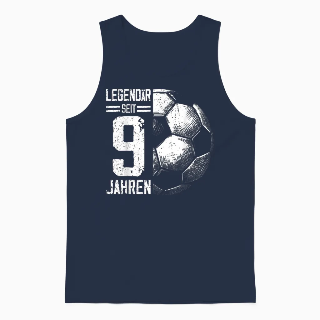 9th Birthday Retro Football Player 9 Years Boy Unisex Tank Top in Navy
