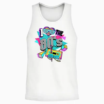 80s I Love the 80s T-Shirt, Black Unisex Tank Top - White