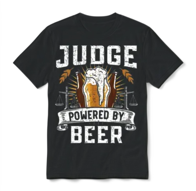 Judge Powered by Beer Drinker Judge Lawyer Justice Unisex T-Shirt - Black