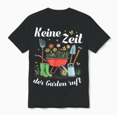 T-Shirt with German Text "keine Zeit Der Garten Ruft Für Gärtner Garten Hobbygärtner" Unisex T-Shirt - Black
