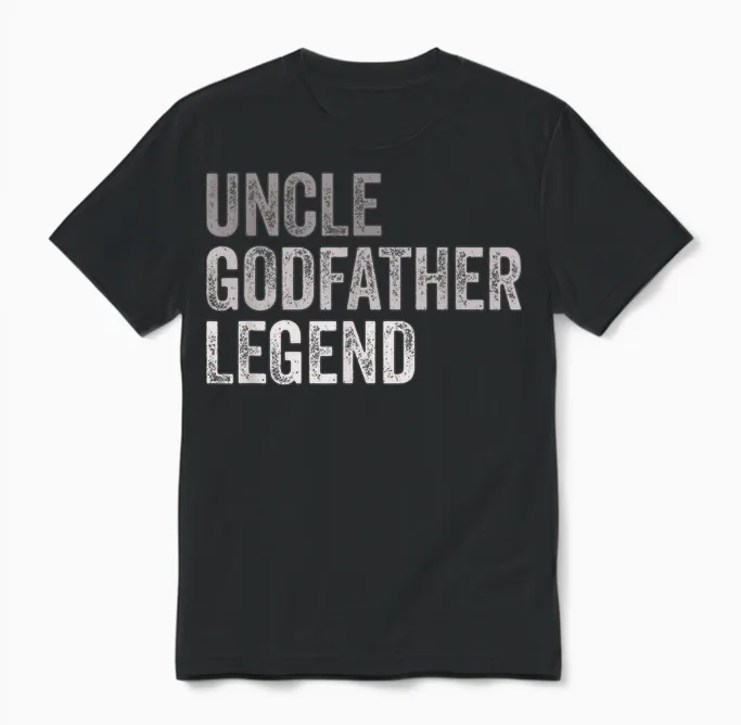 Funny Uncle Godparent Hero Message Uncle Godfather Legend for a Favorite Uncle Family Baptism T-Shirt - Black, Small, Short Sleeve, Classic Fit, Round Neck, Retro, Vintage Style - Men's Casual Unisex T-Shirt in Black