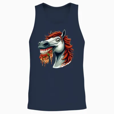 Pasta Lover Horse Unisex Tank Top - Navy