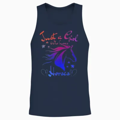 Just a Girl Who Loves Horses Horse Lover Horseback Unisex Tank Top - Navy