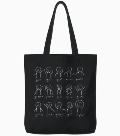 Algebra Dance Funny Graph Figures Math Tote Bags - Black