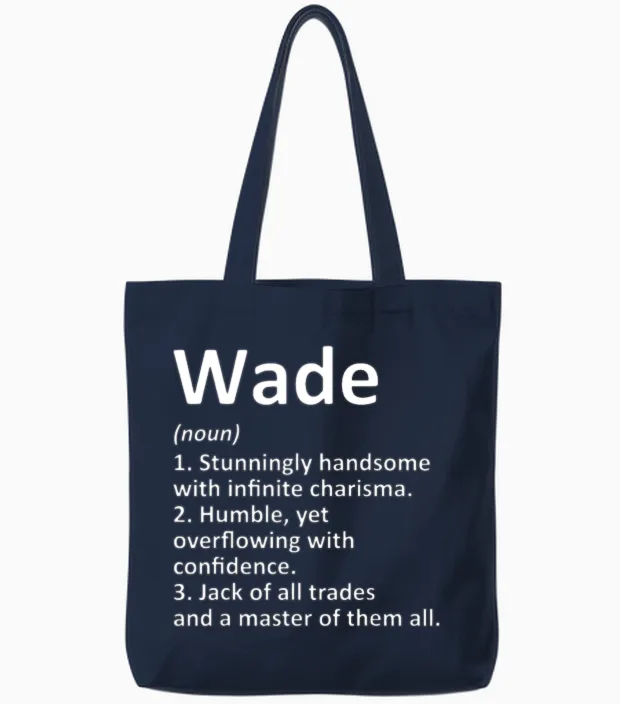 Wade Definition Personalized Name Funny Birthday G Tote Bags in Navy