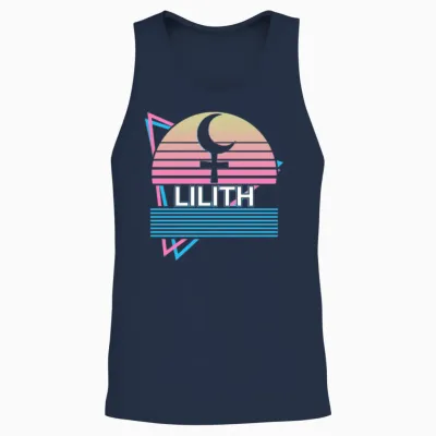 Lilith Dark Moon Retro Unisex Tank Top - Navy