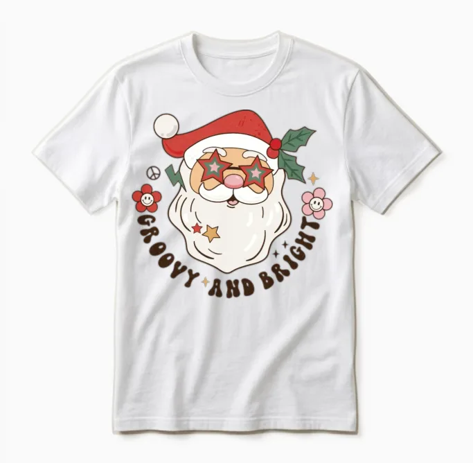 Retro Christmas Unisex T-Shirt in White
