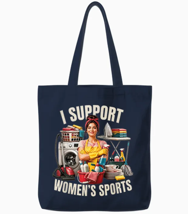 I Support Frauen Sport Humor Antifeminismus Backlash Zitat Tote Bags in Navy
