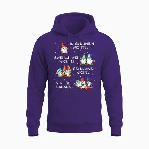 A Mulled Wine Swei Mulled Wine Gnome Christmas Elf Funny T-Shirt, Black Unisex Hoodie - Purple
