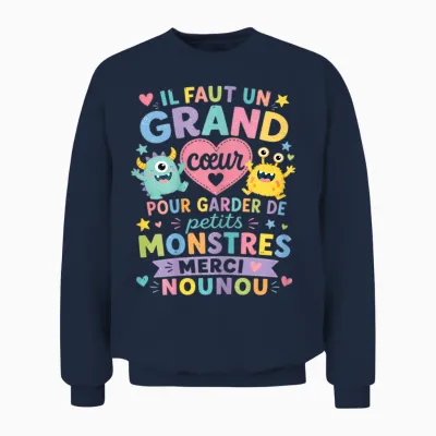 Cadeau Merci Nounou Original Grand Cœur Nourrice Babysitter Unisex Sweatshirt - Navy