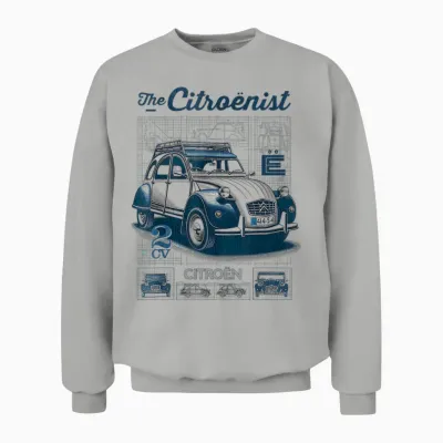 Citroën Le Citroën 2cv Technical Drawings T-Shirt, White, S Unisex Sweatshirt - Ash