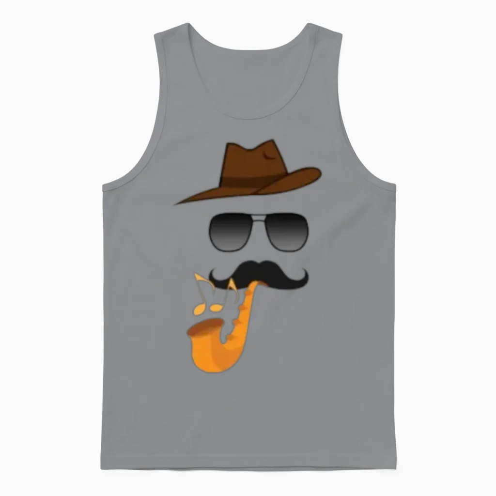 Cool Jazz Saxophone Player Face - Funny Music Desi Unisex Tank Top in Sport Grey