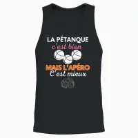 Pétanque Apéro Humour Femme Cadeau Bouliste Fête Mères Unisex Tank Top in Black - 2