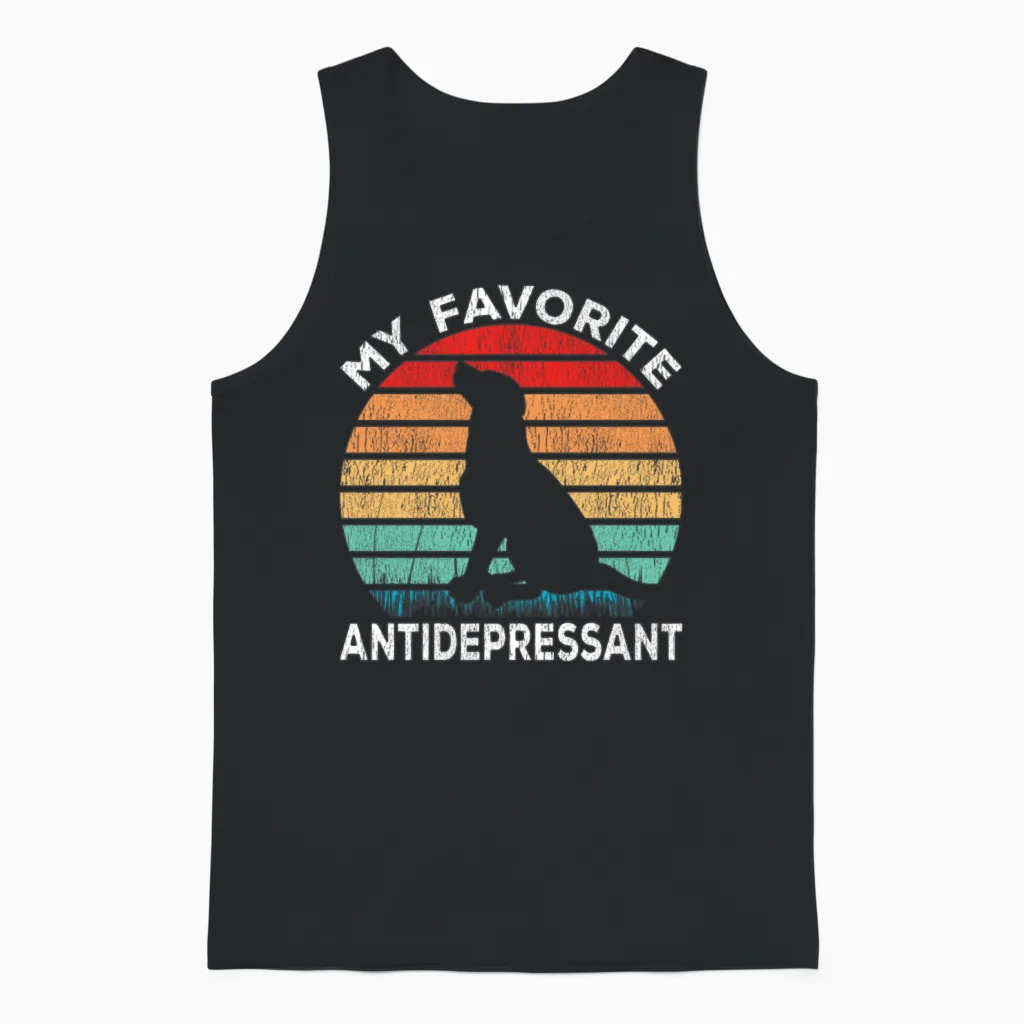 Dog Antidepressant - Dog Lover Funny Unisex Tank Top in Black