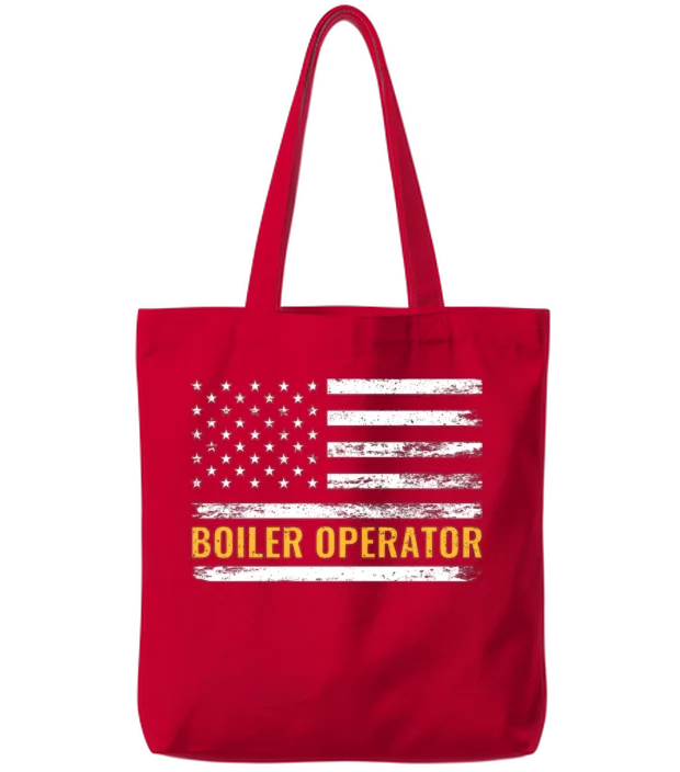 Boiler Operator American Flag Work Pride Tote Bags - Red