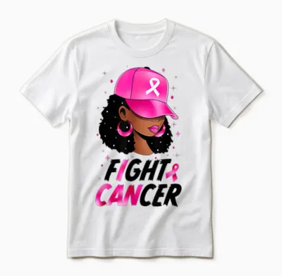Black Girl Black Woman Breast Cancer Awareness Pink Ribbon Unisex T-Shirt - White
