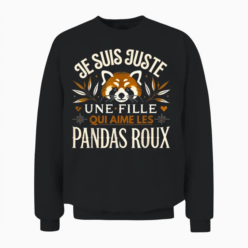 Red Panda Girl Red Panda T-Shirt, Black, S Unisex Sweatshirt in Black