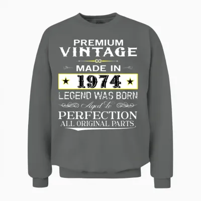 Premium Vintage 1974 Unisex Sweatshirt - Graphite Heather