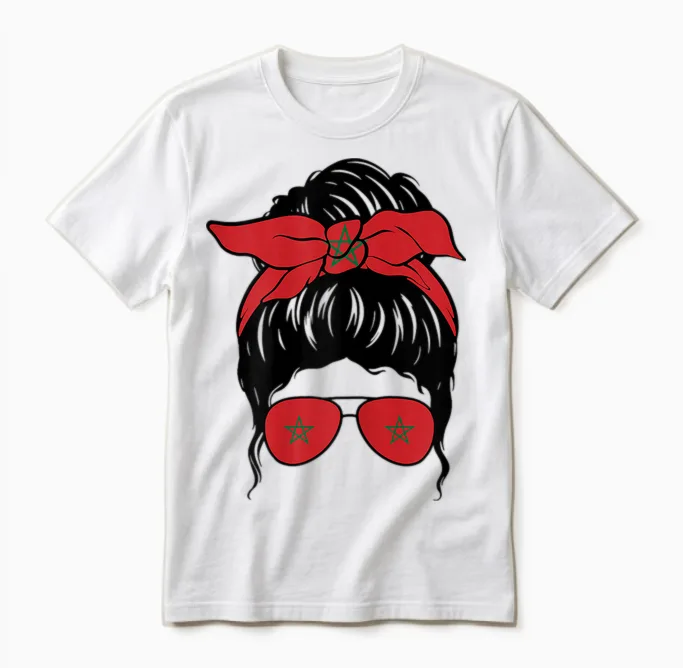 Morocco Girl Morocco Flag Moroccan Proud Moroccan Woman Morocco Unisex T-Shirt in White