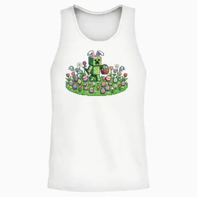 Pixel Osterhase Ostern Gaming Zocker Mann Kind Jungs Mädchen Unisex Tank Top - White